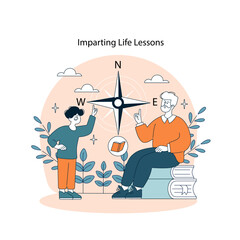 Connection Between Generations. Flat Vector Illustration