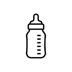 Outline Handdrawn Baby Bottle Icon Milk Measurement Infant Feeding vector