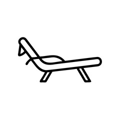 Handdrawn Line Art Lounger Chair Beach Recliner Summer Relaxing Icon Symbol vector