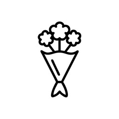 Handdrawn Line Art Bouquet Three Flowers Simple Floral Design vector