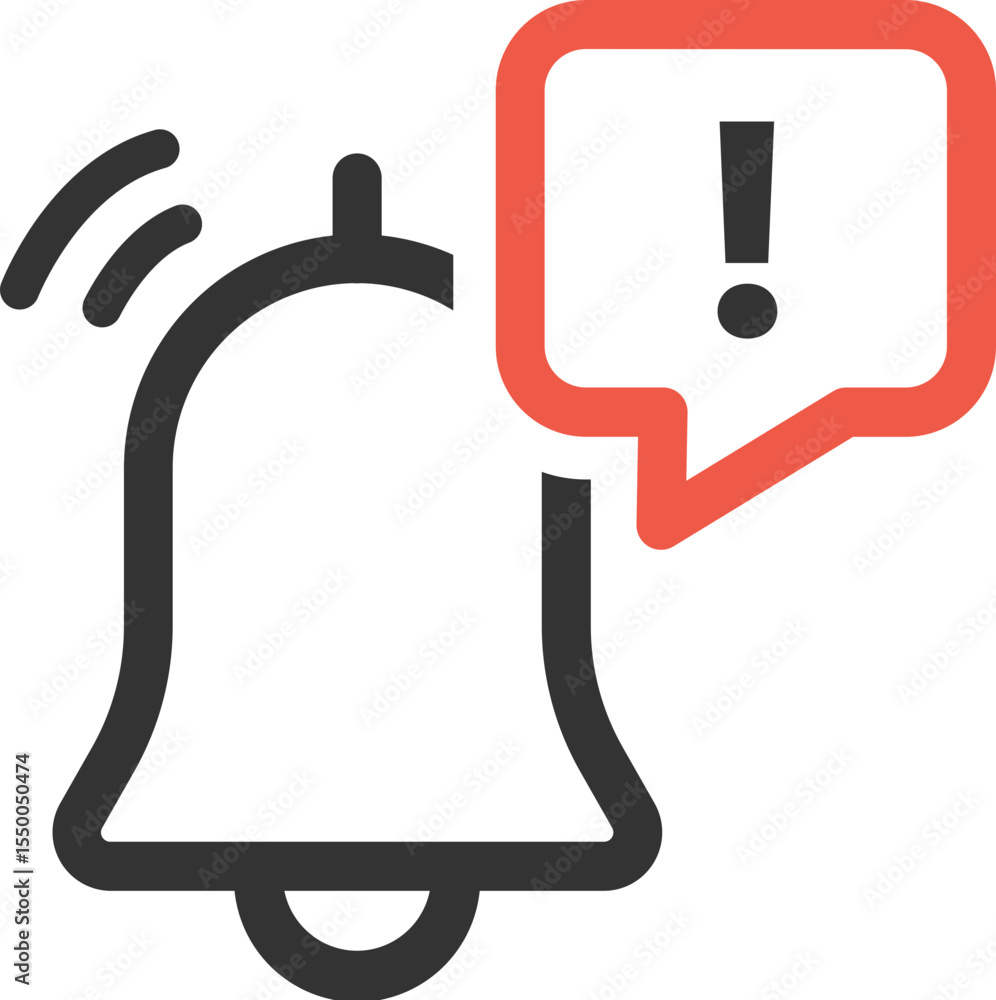 Poster alert notification bell icon vector illustration for website and app design