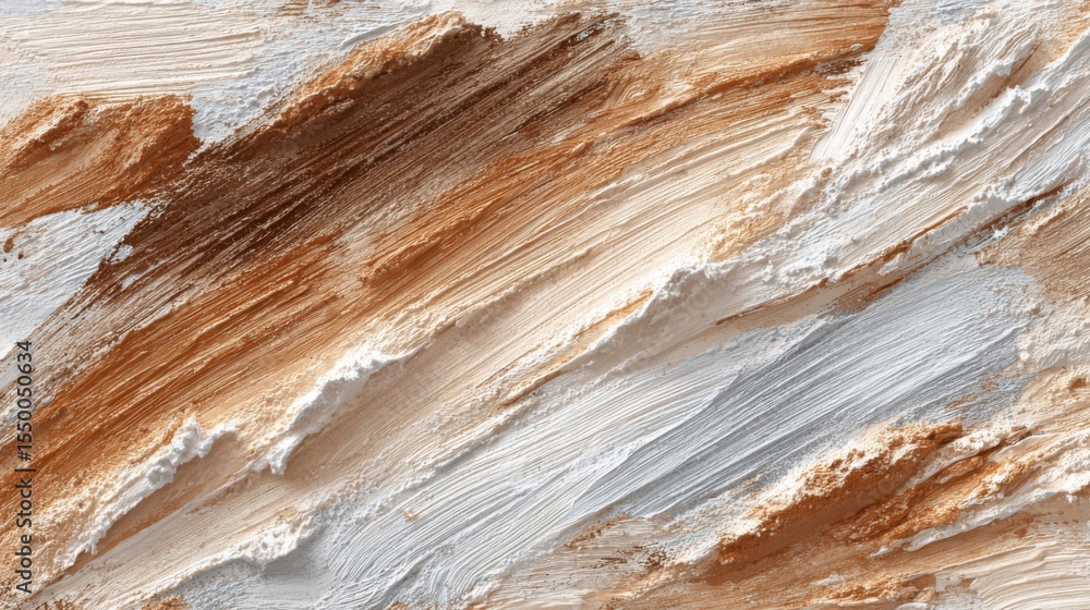 Poster various neutral tones blend together on a textured surface, showcasing dynamic strokes and an artist