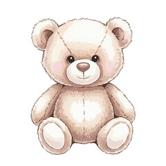 Cute Brown Teddy Bear Isolated on Transparent PNG Background- Watercolour Art