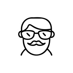 Handdrawn Line Art of a Man with Glasses and Mustache face