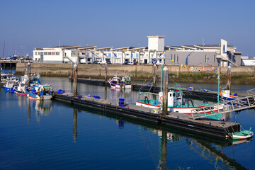 Fishing port and industrial buildings of La Turballe, a commune in the Loire-Atlantique department, western France. It is part of the urban area of Saint-Nazaire 