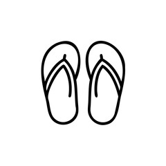 Handdrawn Outline Flip Flops Summer Sandals Beach Footwear Icon flipflops