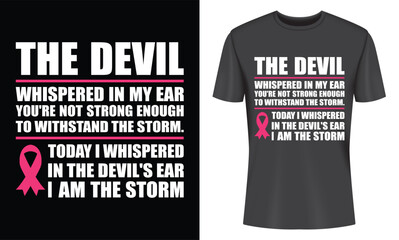 Powerful Breast Cancer Awareness T-shirt Design Featuring a Motivational Quote and Pink Ribbon Symbol