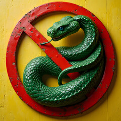 Snake warning sign made from twisted licorice and lime zest
