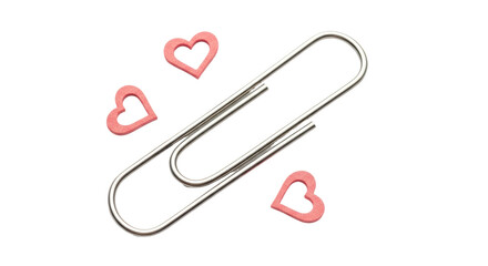 Isolated Paperclip and Hearts