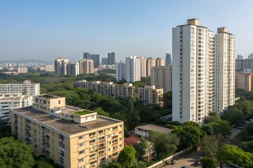 Indian city. residential area in india.