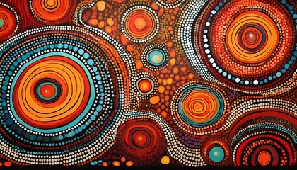 an illustration based on aboriginal style of dot painting ai generative art