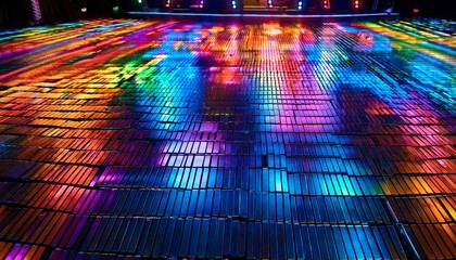 illuminated disco dance floor with vibrant colors and glowing tiles