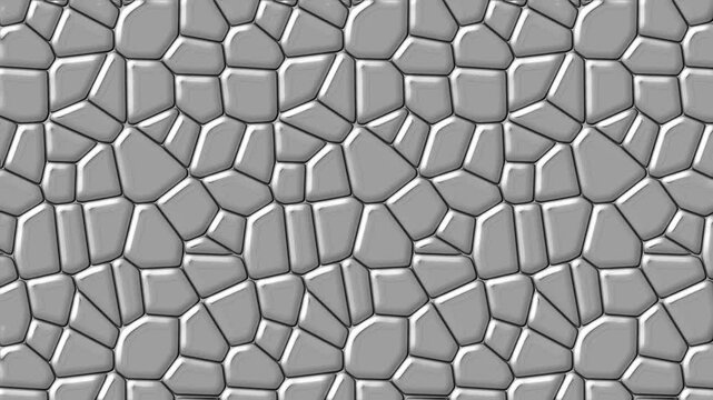 Silver seamless stone tile animation, 3D organic pattern loop