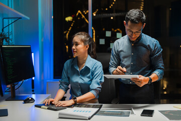 Late Night Collaboration in Modern Office