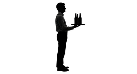 Isolated waiter silhouette