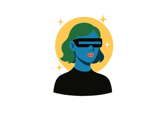 Mystical Woman with Cosmic Star and Celestial Aura
