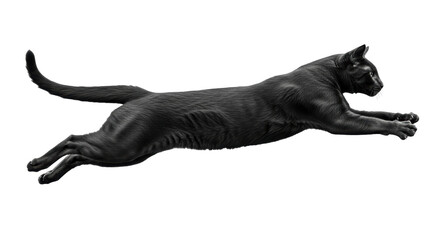 Isolated Black Cat Leaping