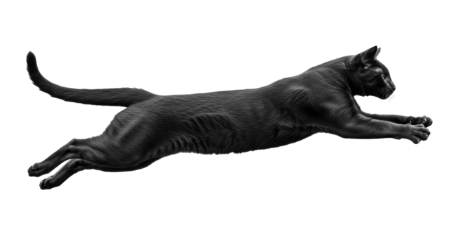 Isolated Black Cat Leaping