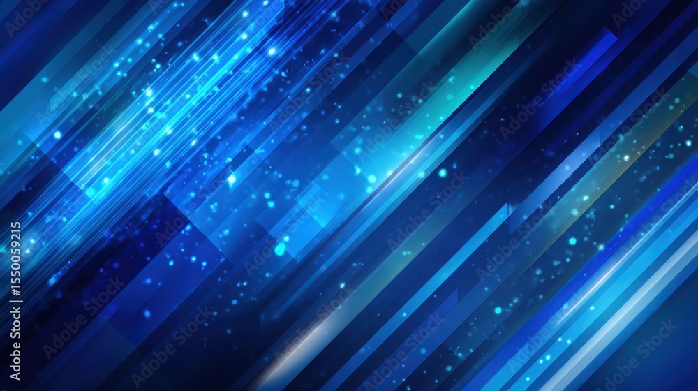 Poster a dynamic display of blue streaks and glowing particles creates an energetic abstract background. id