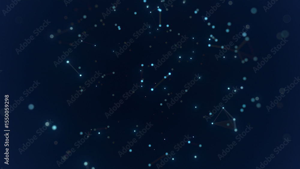 Aufkleber technology background abstract connection of blue dots and lines representing data, network, communi