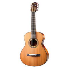 Obraz premium Unique Wooden Acoustic Guitar isolated on transparent bacckground