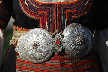 Authentic folk-style details of costumes from Bulgaria