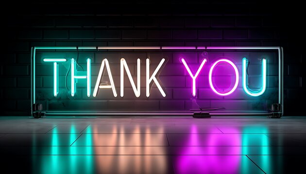 Neon sign saying Thank You