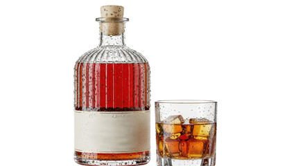 Isolated Whisky Bottle and Glass