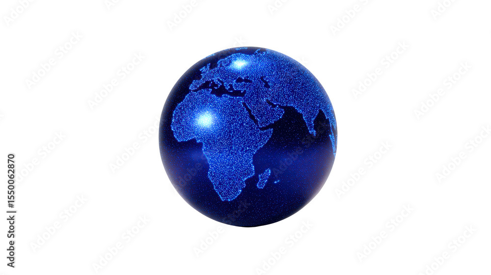 Aufkleber digitally rendered globe with sparkling blue texture highlights continents against transparency back