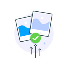 Success Upload Photo, document, file concept,flat design icon vector illustration