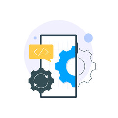 system under maintenance, app upgrade,404 error page,update on mobile phone or smartphone concept