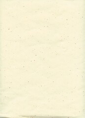 Light cream paper background with natural speckled fibers, subtle wrinkles, and organic handmade texture ideal for stationery, invitations, scrapbooking, packaging, and vintage-style design projects.