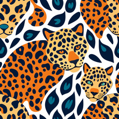 Abstract modern leopard seamless pattern. Animals trendy background. Color decorative vector stock illustration for print, card, postcard, fabric, textile. Modern ornament of stylized 