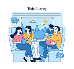 People On The Road. Flat Vector Illustration