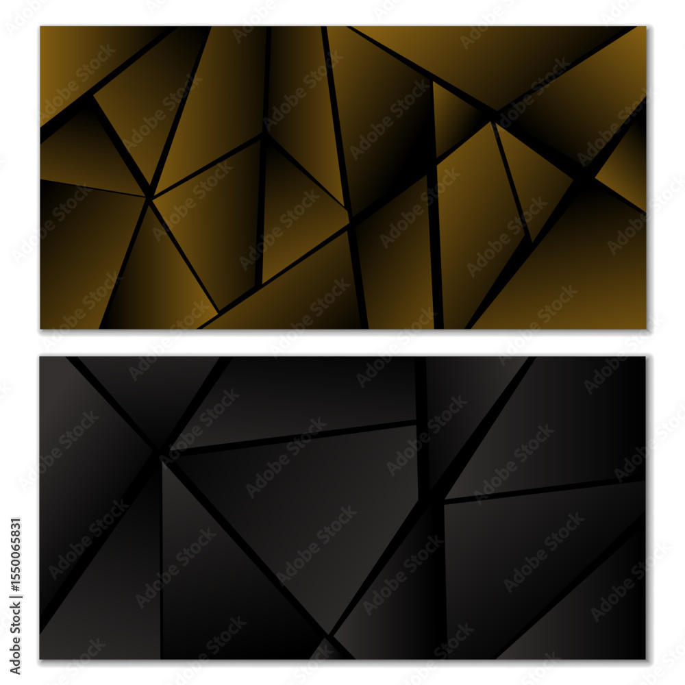 Poster abstract polygonal pattern. set of two dark gradient polygonal backgrounds. background design, cover