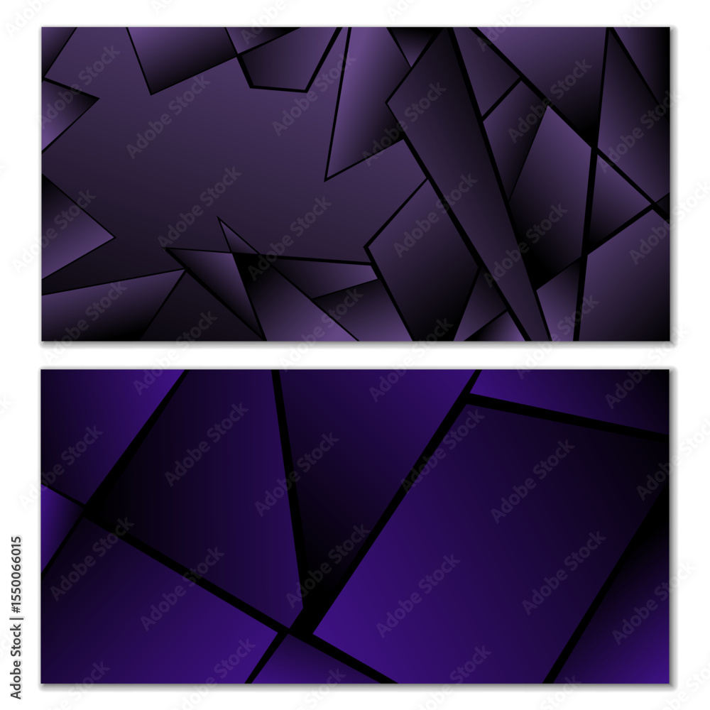 Poster abstract polygonal pattern. set of two dark gradient polygonal backgrounds. background design, cover