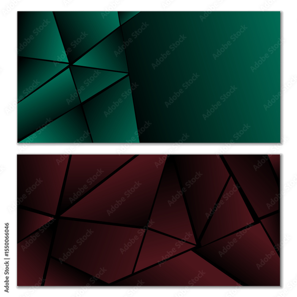 Poster abstract polygonal pattern. set of two dark gradient polygonal backgrounds. background design, cover
