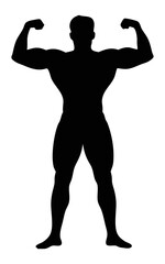 Bodybuilder silhouette vector image for fitness gym workout and muscle building exercise training