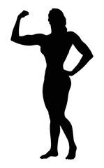 Silhouette of strong woman flexing muscles fitness and bodybuilding female power pose vector art