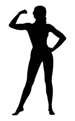 Silhouette of strong woman flexing muscles fitness female bodybuilder power pose vector art