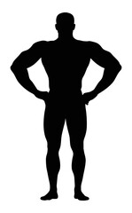 Silhouette of bodybuilder muscular man posing showing muscles fitness and bodybuilding concept