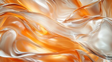 A captivating abstract image showcasing flowing orange and silver textures that intertwine beautifully to create a sense of movement, warmth, and contemporary artistic expression.