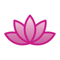 Pink Lotus flower icon. Logo Symbol for eco, beauty, zen, spa, yoga, massage, medical companies. Blooming purple - pink lotus flower icon isolated on white background, vector illustration EPS 10.
