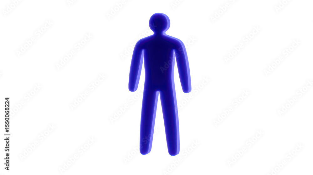 Aufkleber glowing blue silhouette of person stands against transparent background, creating futuristic and abs