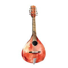 Naklejka premium watercolor illustration of Sitar clipart isolated