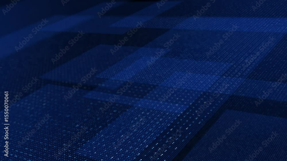 Poster data processing & computation. abstract data processing grid. blinking blue dots simulate computatio