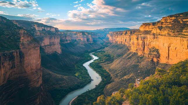 Sweeping landscape of the Cotahuasi Canyon with winding river and rugged cliffs