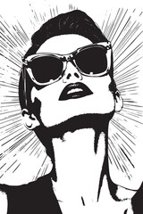 Vintage woman wearing sunglasses portrait grunge vector design