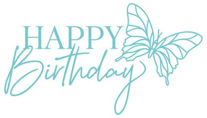 Happy Birthday With Butterfly | Butterfly Line Art | Vector Birthday Art