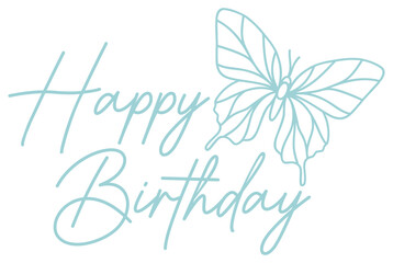 Happy Birthday With Butterfly | Butterfly Line Art | Vector Birthday Art